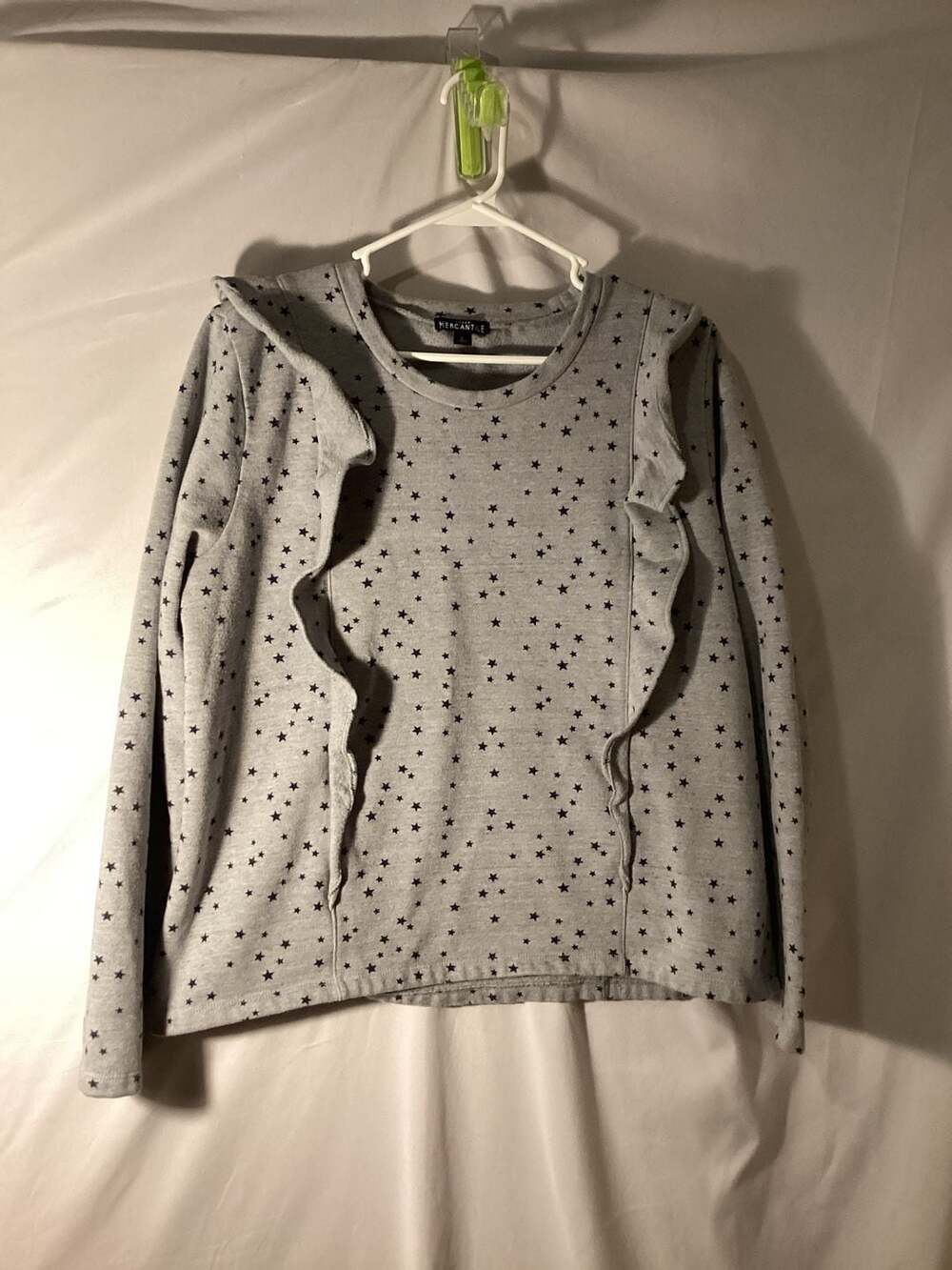 J.Crew Mercantile Star Print Ruffle Sweatshirt Size L